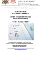 Guidance for students and parents – After the Examinations – Results and Post-results