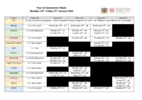 Year 12 Assessment Week Timetable for students